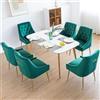 LONXIU Set 6 Sedie Sala da Pranzo in Velluto con Gambe in Metallo, Moderno Sedia da Cucina Imbottita per Cucina, Sedie da Salotto per Sala da Pranzo/Soggiorno (Verde)