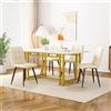 PUGSDRLY Tavolo da pranzo 120 x 70 cm, struttura in metallo, tavolo da pranzo rettangolare, moderno in marmo, per sala da pranzo, soggiorno (stile 6, bianco+oro)