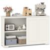 GIANTEX Credenze a 3 Ripiani, Mensola Regolabile, 2 Porte Scorrevoli, Ampio Spazio di Stoccaggio, Ideale per Sala da Pranzo, Cucina, Soggiorno, 106,5x33x60 cm, 3 Colori (Bianco crema)
