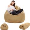 Gohytal Pouf per bambini e adulti, 100 x 120 cm, per adulti, grande sacco da gioco XL, con rivestimento senza imbottitura, per interni ed esterni, soggiorno, colore marrone chiaro