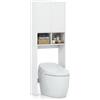 GIANTEX Mobile da Bagno Sopra WC, Armadio Sopra Lavatrice con Ripiano Regolabile a 3 Livelli, 2 Scomparti Aperti, Armadietto Salvaspazio in Legno Robusto con 2 Ante, 60 x 23 x 166 cm