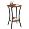 HOOBRO Tavolino Rotondo a 2 Livelli, Tavolino da Salotto e Comodino, per Piccolo Spazio, Soggiorno, Camera da Letto, Ingresso, Marrone Vintage e Nero EBF180BZ01G1