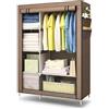 cecaro group Armadio Guardaroba in Tessuto 105x45x170 cm - Struttura Rinforzata in Acciaio, Antipolvere e Impermeabile, Armadio Portatile con Ripiani e Asta Appendiabiti, Facile da Montare (Marrone)
