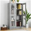Homgoday Vetrina in vetro 4 scomparti 2 porte, soggiorno, sala da pranzo, cucina, legno ingegnerizzato grigio Sonoma 82,5 x 30,5 x 150 cm