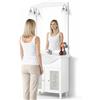 Shally Dogan Mobile Bagno da Terra 75 cm, Composizione in Legno Nobilitato Melaminico, Lavabo in Ceramica e Specchio, Mobiletto 2 Ante con Vetro, Arredamento Design Moderno (Bianco)