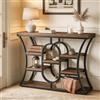 Tribesigns Tavolo Console Industriale 105 cm, 5 Ripiani Sfalsati, Tavolo da Divano con Struttura in Metallo e Scaffali Portaoggetti, Mobile Stretto per Ingresso, Corridoio, Soggiorno, Marrone Rustico