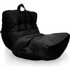 Aiire Pouf Poltrona Design XXL - Puff per Sedersi in Velluto Persiano Premium Imbottito per Camera da Letto, Gaming o Relax - Puf a Sacco Moderno per Adulti o Bambini Nero
