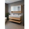 WITIT INTERIORS WITIT ARREDO BAGNO SET COMPLETO MOBILE BAGNO SOSPESO IN LEGNO BC009 DA 120 CM NOCE CHIARO CON 2 CASSETTI LAVABO BIANCO STRIATO IN CERAMICA E SPECCHIERA LED VETRO RISCALDABILE