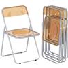 HOMCOM Set di 4 Sedie Pieghevoli in Acrilico, Sedie Richiudibili da Interno Salvaspazio con Struttura in Acciaio, Sedia Pieghevole Portatile per Casa Ufficio Cucina Eventi, 47x48x75 cm, Arancione