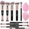 Start Makers 12 Pezzi Pennelli Make up Premium Pennelli per il trucco a doppia faccia Fondotinta Cipria Fard Correttori Ombretto con 2 spugne per il trucco