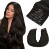 HOTBANANA Extension per capelli senza cuciture, 35,5 cm, 110 g, 7 pezzi, marrone scuro, invisibili, in poliuretano, extension per capelli umani Remy