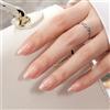 VSALON Press On Nails Short Almond Gold French Tip unghie finte 3D autoadesive con colla UV riutilizzabili, ideali come regalo per autunno e matrimonio, set da 32 pezzi
