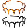 EUGENEKELLY 2pcs Fasce Per Capelli A Zig-zag,pettine Per Capelli A Denti Di Squalo,fasce Rigide in Plastica A Zigzag,fascia Per Capelli Ondulata Per Ragazze,donne,uomini (marrone Leopardato E Nero)