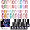 COSCELIA 20 Colori UV Smalto Semipermanente Unghie Occhio di Gatto, Rosa Viola Blu Verde - Gel Magnético Effetto Jelly Vetro Cristallo con Bacchetta, Cat Eye Gel Polish DIY Nail Art Manicure Salone