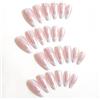 TSUOUKL 24 pezzi/box French Tipp Press on Nails Mandorle Finte Unghie Cromate, Finte Unghie Finte Lucide Copertura Completa Unghie Finte Colla per Manicure Da Donna
