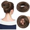 MY-LADY Chignon Finto per Capelli Veri- Cerchio Elastico Dritto Nero Naturale/Marrone Chiaro - Facile Updo Naturale per Donne Ragazze 30g Liscio