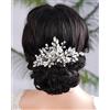 BERYUAN Pettinino per capelli con perle e strass, a goccia, con strass, fascia per capelli da sposa, argento, per donne e ragazze (argento)