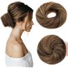 MY-LADY Chignon Finto per Capelli Veri- Cerchio Elastico Dritto Marrone Scuro/Marrone Chiaro - Facile Updo Naturale per Donne Ragazze 30g Liscio