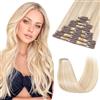 Rich Choices Extension Capelli Veri Clip 20cm Bionde 8pz Estensioni a Clip Remy Human Hair Lisci Naturali Umani Posticci Clips in Extensions (45g #18/613 Balayage Biondo)