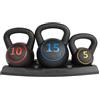 STAPERFO Set di 3 kettlebell da 2,27 kg, 4,54 kg, 6,8 kg, impugnatura in vinile antiscivolo e fondo gommato, non danneggia il pavimento e silenzioso, per palestra a casa e allenamento della forza, nero