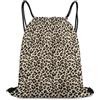 Generic Leopard Prints Printed Borsa Sportiva Zainetto Sportiva Pieghevole Moda per Escursionismo Shopping Vita Quotidiana Borsa con Cordoncino 36X42Cm