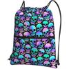 Generic Sportiva Sacche Skull Borsa con Coulisse Multifunzione Sport Gym Sacca Borsa Portatile per Viaggio Scuola