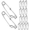 Toyvian 15 Pezzi Clip in Metallo Inossidabile per Pesca D'altura Gancio Resistente e Squali per Fili Galleggianti e Palangari