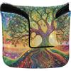 aidingzhi The Tree Of Life - Copri putter da golf colorato, con chiusura magnetica, per mazzuolo quadrato, impermeabile, in pelle PU