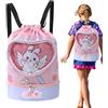 ycezw Borsa da nuoto per bambini - Zaino da spiaggia impermeabile, con coulisse per cartoni animati, design di separazione a secco e bagnato, scomparto per scarpe per riporre per piscina,