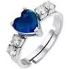 LUCA BARRA ANELLO DONNA IN ACCIAIO CON CUORE CRISTALLO BLU E ZIRCONI LATERALI - ARGENTO/ACCIAIO