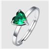 LUCA BARRA ANELLO DONNA IN ACCIAIO CON CUORE CRISTALLO VERDE - ARGENTO/ACCIAIO