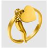 LUCA BARRA ANELLO DONNA IN ACCIAIO IP GOLD CON CORNO E CUORE - DORATO