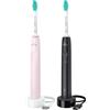 Philips Sonicare serie 3100 Spazzolini Elettrici Sonici, confezione da 1 Spazzolino Rosa e 1 Spazzolino Nero HX3675/15, Spazzoli - HX3675/15