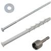 AERZETIX - Kit di 10 tasselli con flangia smussata Ø12x200 mm in nylon + 10 viti tirafondo Ø8x200 mm + 10 rondelle larghe per bullone M8 + 1 bussola esagonale da 1/4 SW13 per avvitare