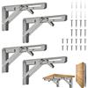 Tesyeux 4Pezzi Staffa Pieghevole 200mm,Mensola per Tavolo da Muro,Staffe Mensole Pesanti,Reggimensola Pieghevoli Inox,Supporti Tavolo a Parete Folding Mensola per Banco di Lavoro Fai da Te,Carico Massimo:50kg