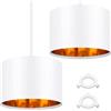 Weewooday Confezione da 2 paralumi bianchi per soffitto da 30,5 cm, stile moderno, dorato, con anello adattatore per paralume da E27 a E14, per lampade a sospensione, lampade da tavolo o da comodino