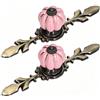 HERCHR Set di 2 pomelli per cassetti a forma di zucca, Pomelli per Porta Vintage Maniglia per Armadietto con Viti (Rosa)