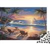 CTYQKZVPM Tramonto sulla spiaggia tropicale Puzzle 1000 Pezzi Carta riciclata per adulti Puzzle per adulti Gioco familiare divertente e stimolante Gioco educativo per decompressione 52x38cm/1000pcs