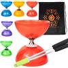 Juggle Dream Jumbo Hurricane Pro - Diabolo a triplo cuscinetto con bacchette in alluminio, corda e borsa per il trasporto a cascata, colore: Rosso con bacchette argentate