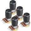 NONE 5Set WH148 Potenziometro Lineare 15mm 3pin 1K 2K 5K 10K 20K 50K 100K 250K 1M Con Nero Tappo manopola in lega di Alluminio Kit Potenziometro