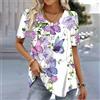 NONE T-shirt a maniche corte stampata con farfalla 3D Abbigliamento da donna in stile coreano 2024 T-shirt a maniche corte con scollo a V Camicette casual larghe