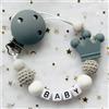 mittsboy NUOVO nome personalizzato personalizzato ciuccio clip fatta a mano catena in legno di faggio supporto per corona in silicone succhietto giocattolo per la dentizione del bambino regalo da masticare