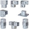 NONE OD 30x30mm tubo quadrato pezzo di collegamento gomito in lega di alluminio tubo quadrato a tre vie Rack di stoccaggio giunto fisso Rack