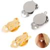 NONE Clip per orecchini con vassoio per castone cabochon con base piatta rotonda in acciaio inossidabile da 10 pezzi per accessori per gioielli fai da te