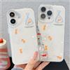 NONE Custodia per telefono coreana con pesci rossi adorabili per iPhone 16 17 15 14 13 12 11 Pro Max 16E 17Air 7 8 Plus con copertura morbida con cordino per pesci rossi