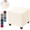 WANERQU 1PC Solido Jacquard Ottomano Fodera Sgabello Quadrato Copertura Elastico Divano Sedia Poggiapiedi Copertura Camera Da Letto Poggiapiedi Caso per Soggiorno