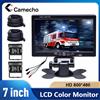Camecho Monitor per auto da 7 pollici 2x telecamera di backup 12-24V Telecamera posteriore notturna IR impermeabile Sistema di retromarcia per parcheggio per rimorchi per autobus e camion