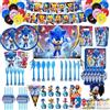 SEGA Personaggio anime Cartoon Hedgehog Tovaglia Banner Piatti Set di stoviglie Sonic Decorazioni per feste di compleanno e giocattoli da bagno Regalo