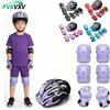 NONE Set di Casco e Protezioni per Bambini da 3-10 Anni, Casco da Bici Regolabile con Protezioni per Ginocchia, Gomiti e Polsi per Skateboard
