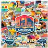 NONE 50 Pezzi Adesivi Paesaggio Californiano USA, Decorazioni Estetiche Spiaggia Soleggiata Surf Vacanza, Adesivi Fai-da-Te per Valigie Auto Skateboard